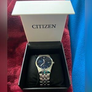 Citizen Silver Watch with Deep Blue Dial